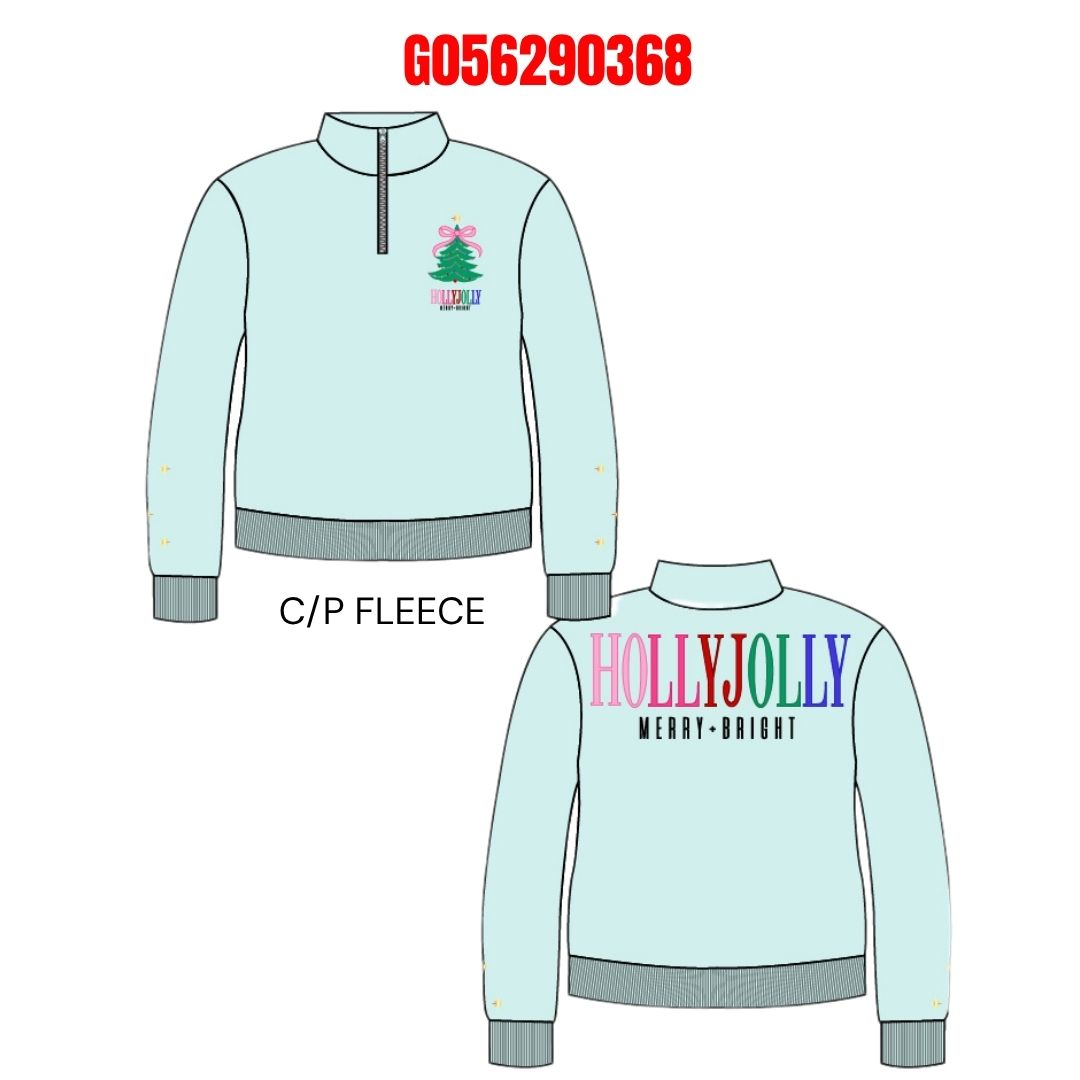 Holly Jolly Embroidery 1/4 zip Sweatshirt