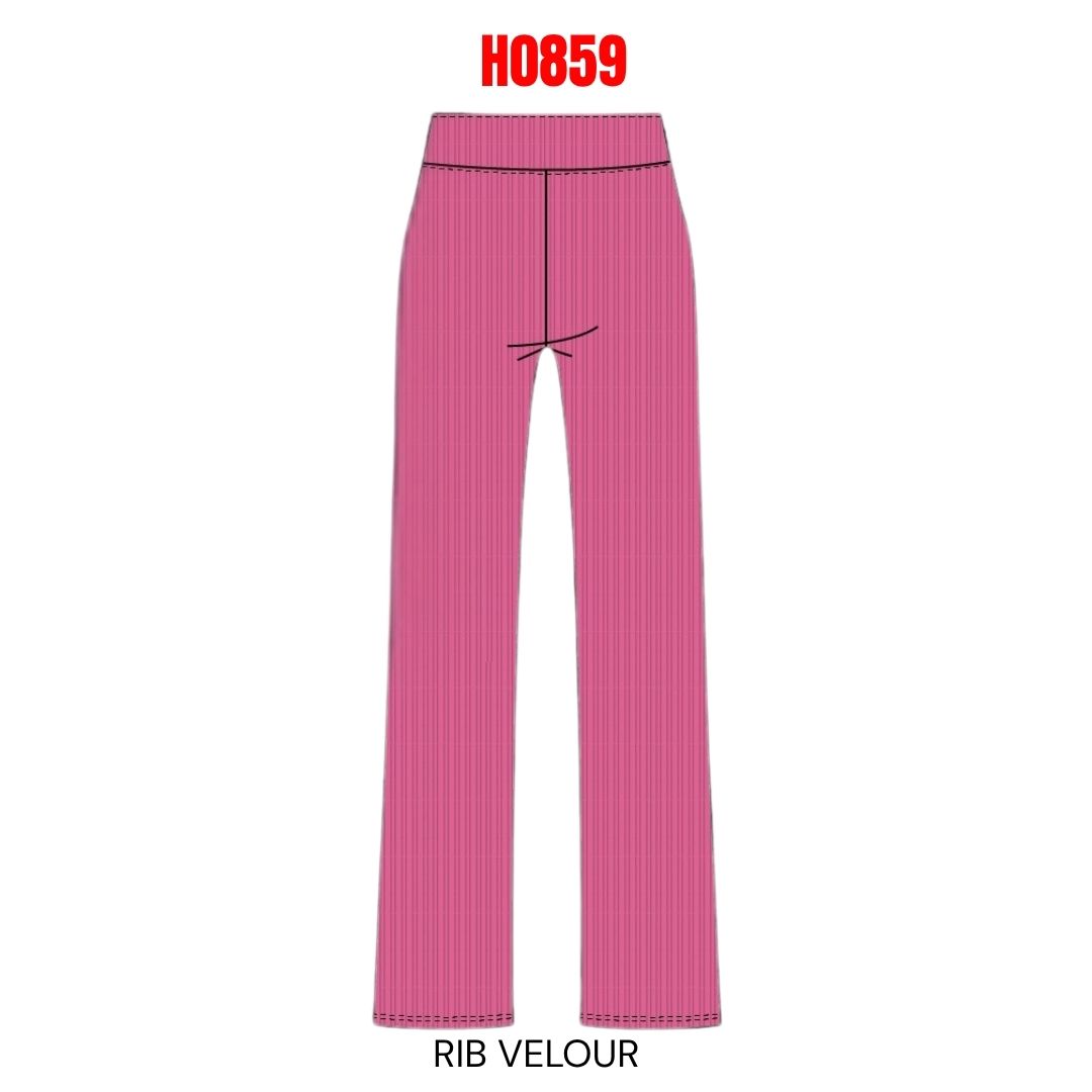 Carmine Rose Pink Rib Velour Pants