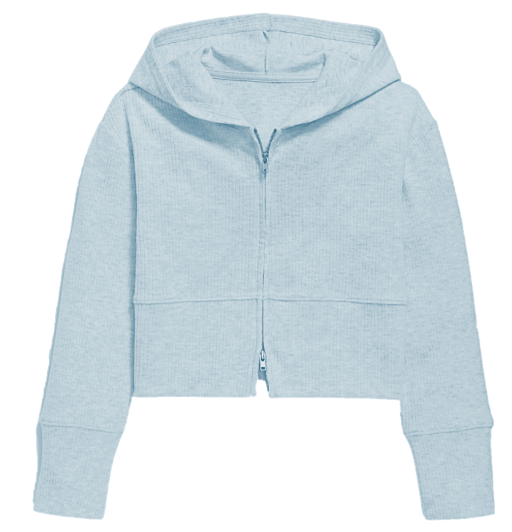 Ribbed Cotton Rayon Spandex Zip Hoodie
