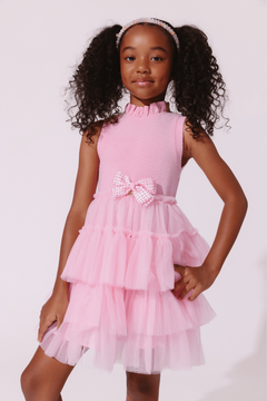 Pink Tiered Party Bow Dress