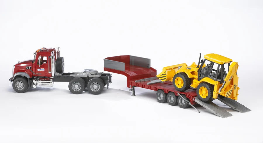 MACK Granite Flatbed Truck w/ JCB Loader Backhoe