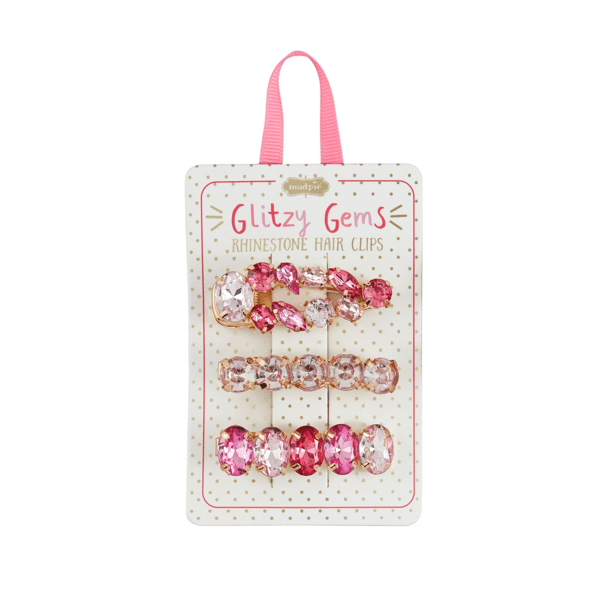 Hot Pink Glitzy Gem Hair Clips