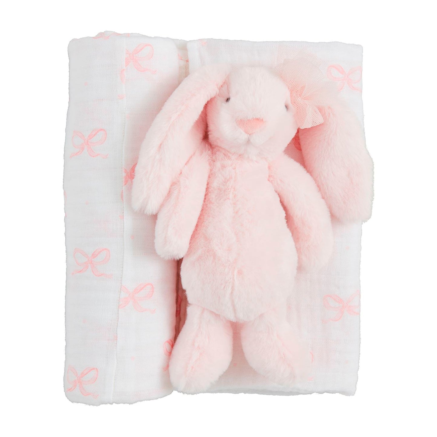 Bow and Bunny Swaddle Rattle Set