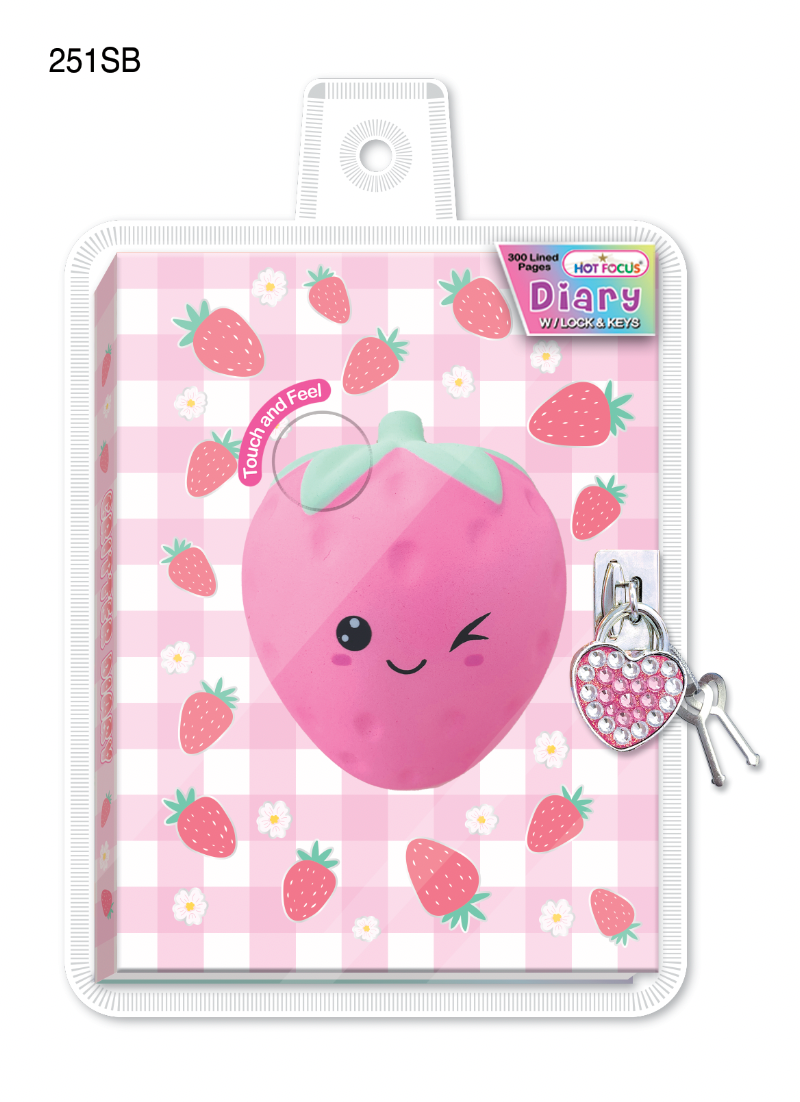 Diary with Lock & Keys, Strawberry