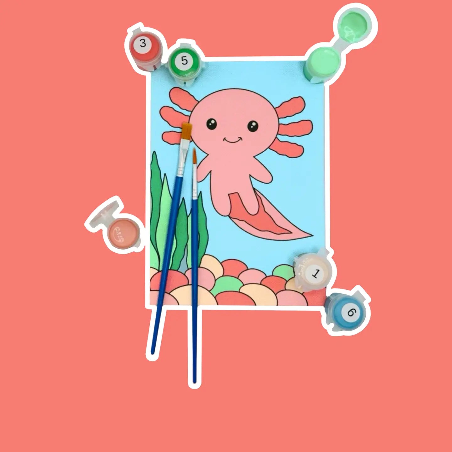 Axolotl - Mini Paint By Number Kit (5x7)
