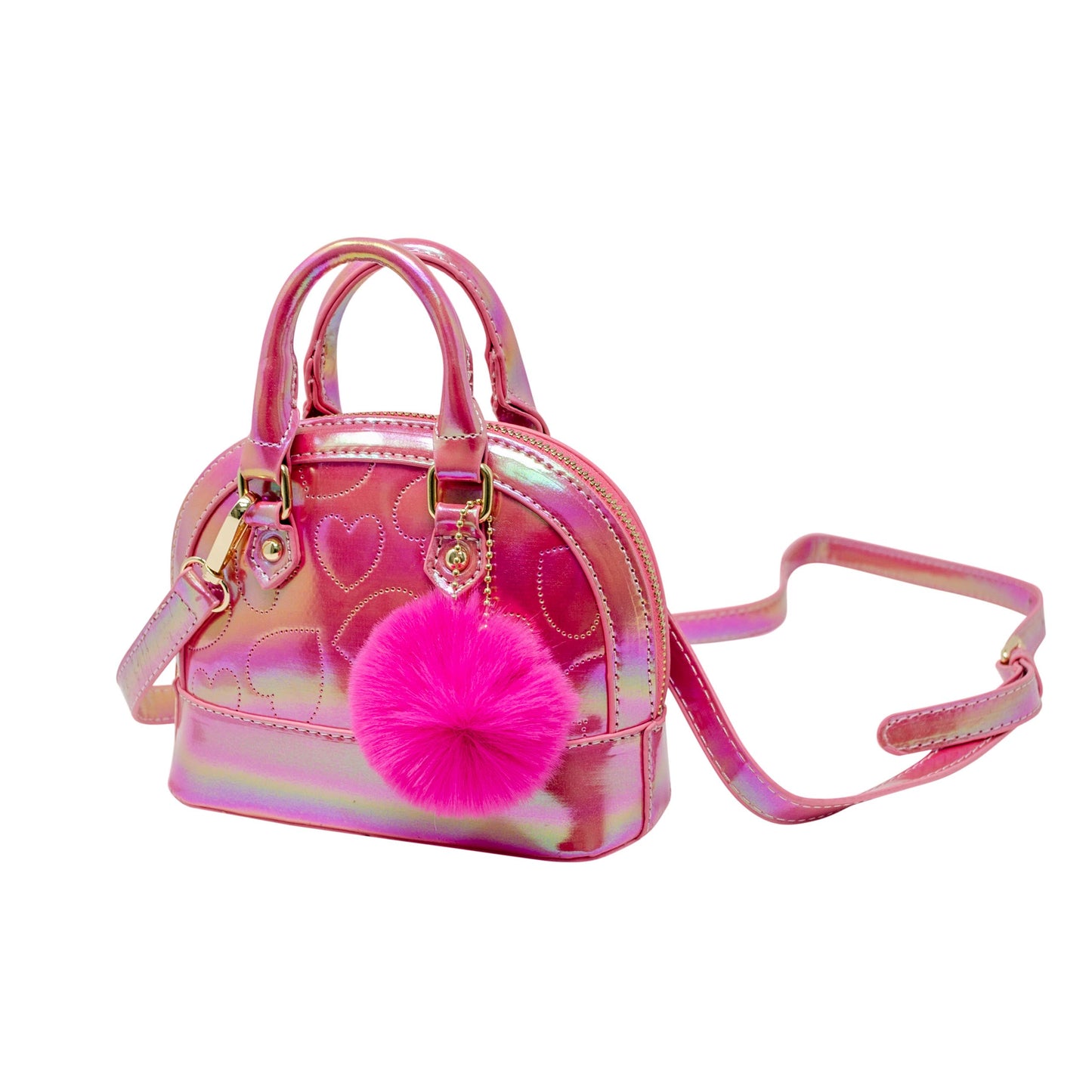 Shiny Dotted Heart Moon Handbag