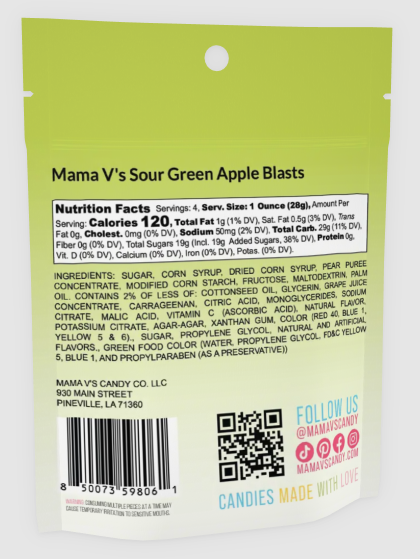 Mama V's Sour Green Apple Blasts 4oz