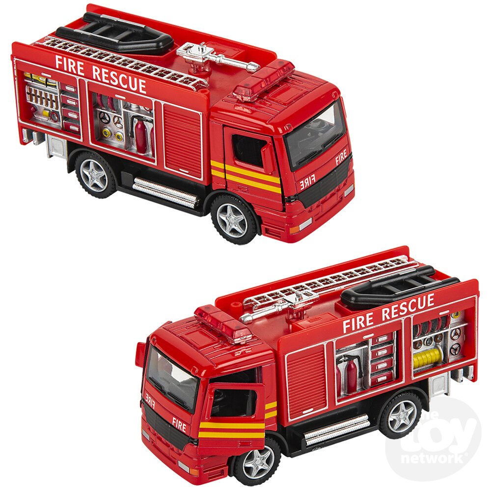 5" Diecast Pull Back Fire Engine Rescue