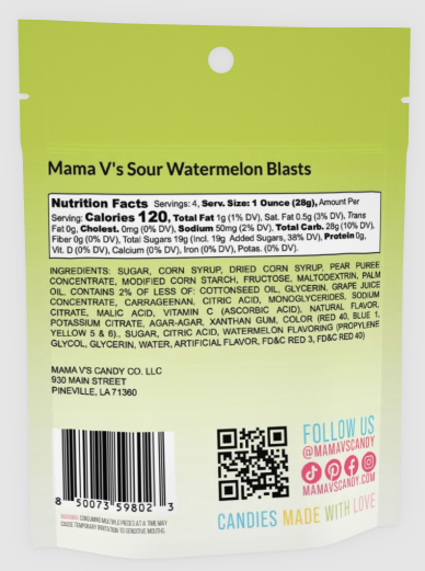 Mama V's Sour Watermelon Blasts 4oz