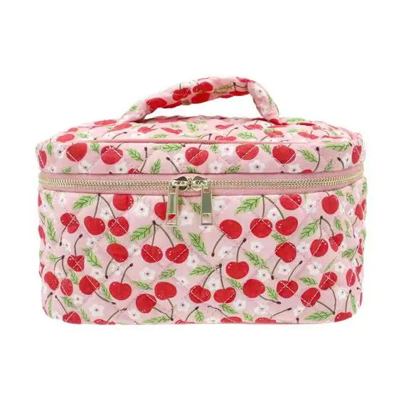 Cherries Quilted Makeup Bag