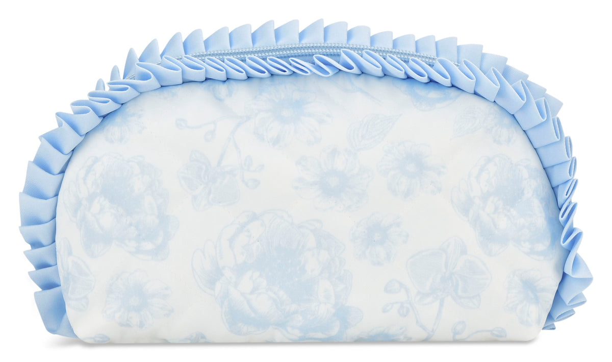 Beautiful Blue Toile Oval Cosmetic Bag