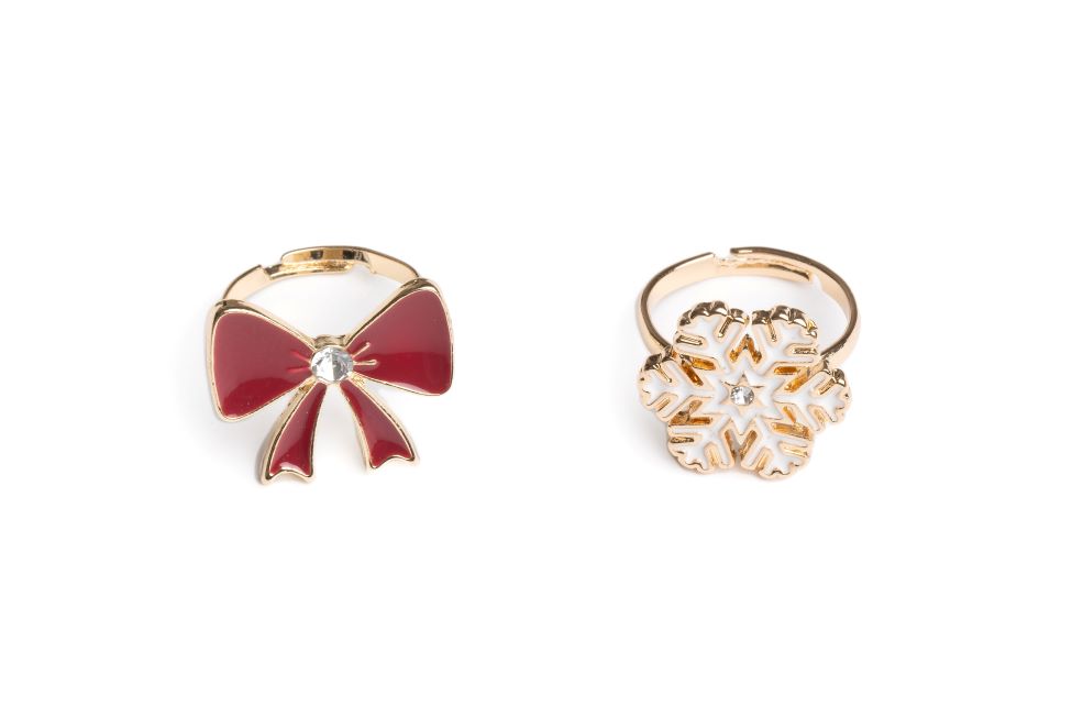 Holiday Bow & Snowflake Ring Set