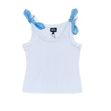 Tie Blue Ribbed Tank Top