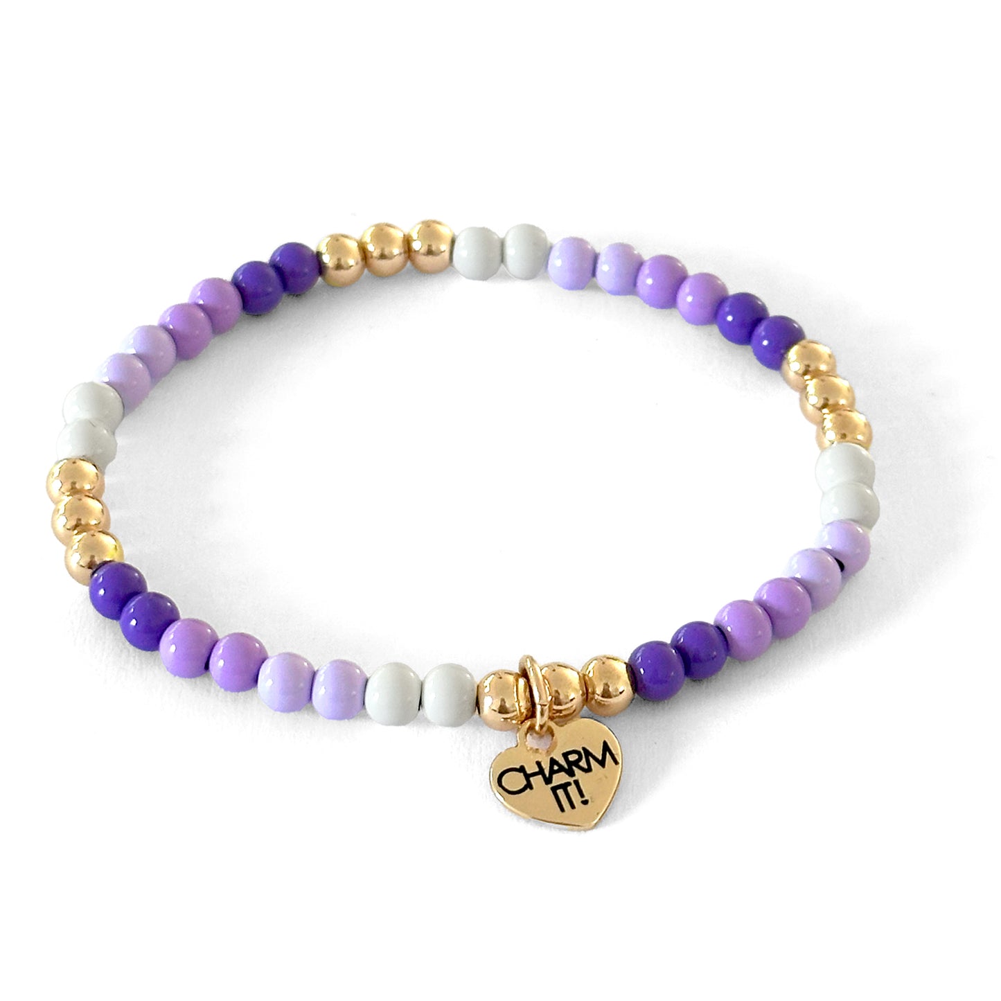 CHARM IT! Gold Purple Stretch Bead Bracelet
