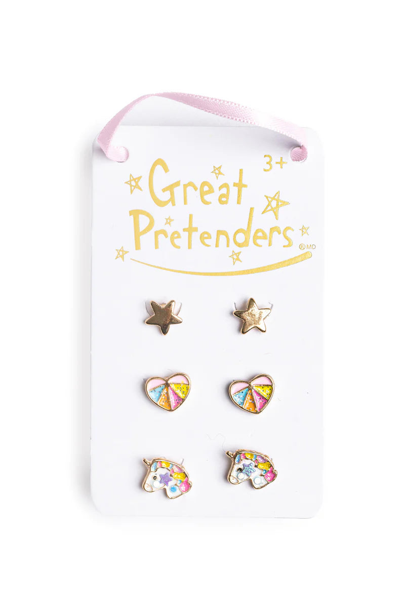 Boutique Cheerful Studded Earrings, 3 Pair