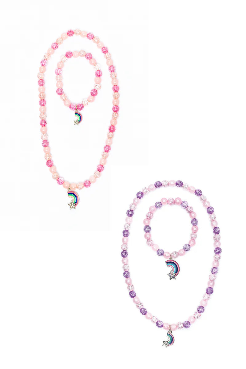 Purple Rainbow Necklace & Bracelet Set