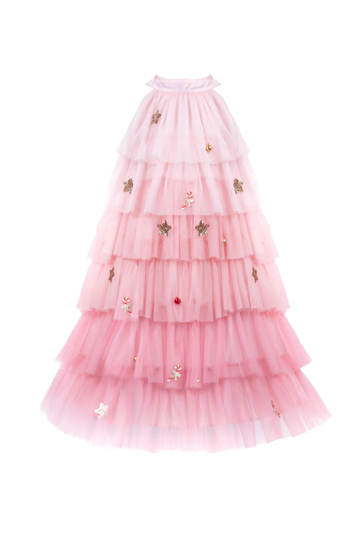 Christmas Tree Dress with Headpiece, Blush, 5-6