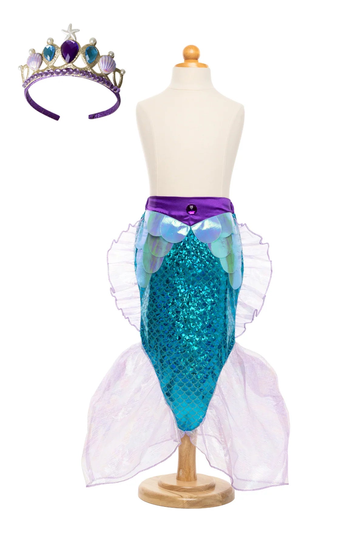 Mermaid Glimmer Skirt w/Tiara, Lilac/Blue, Size 5