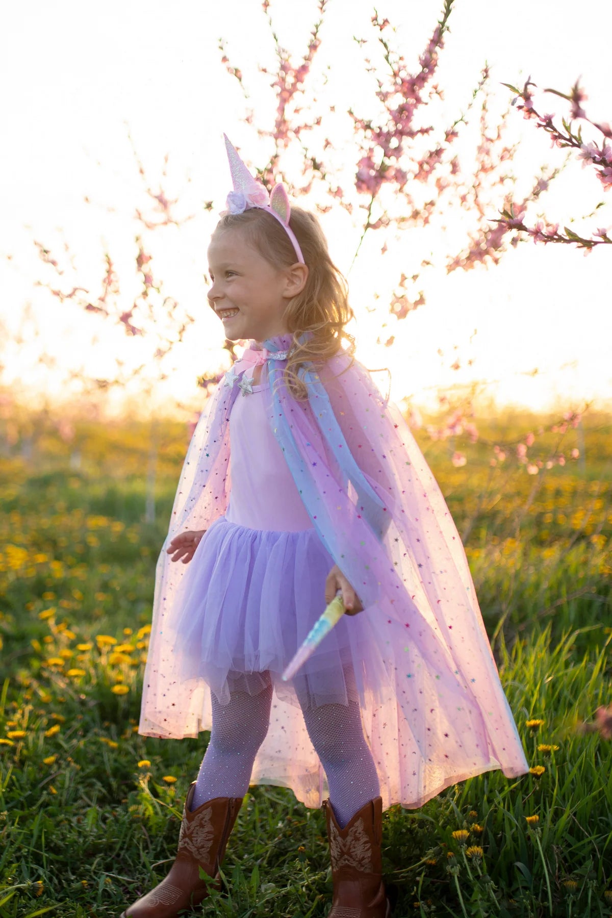 Rainbow Unicorn Cape & Headband, Multi, Size 4-6