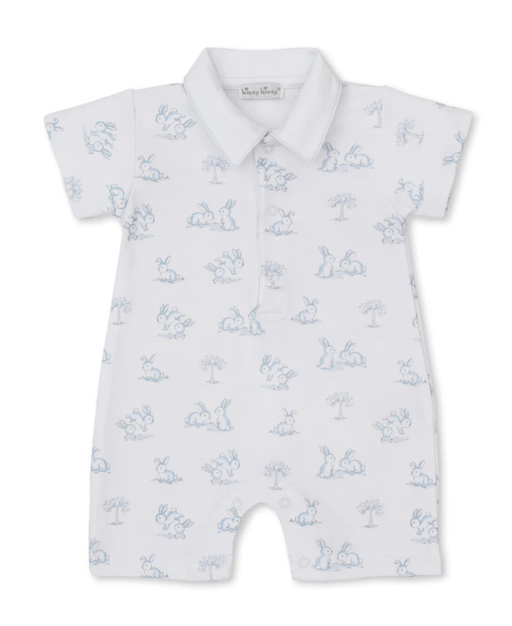 Springtime Bunny Fun Blue Short Playsuit w/ Collar