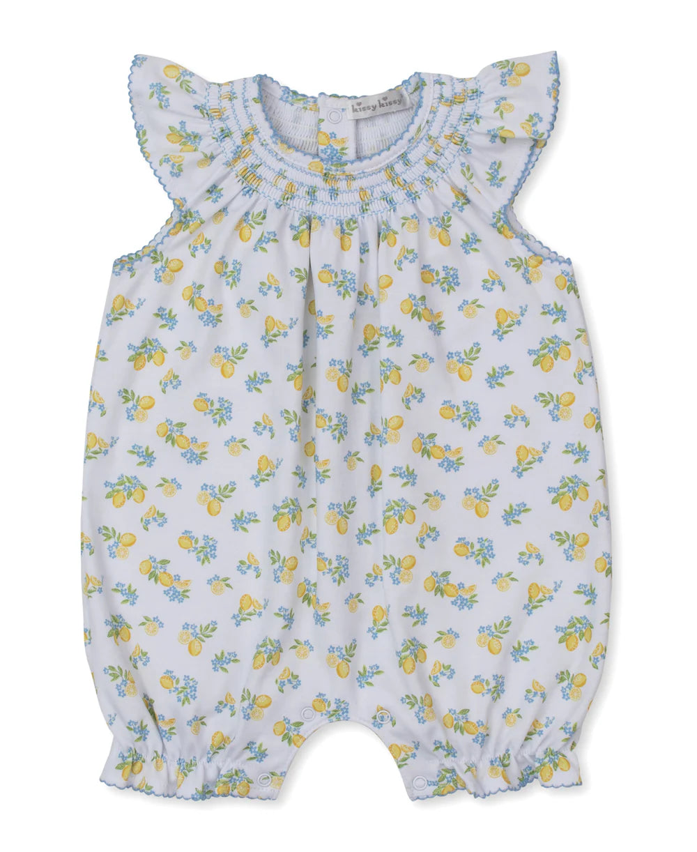 Lemon Blossoms Short Smocked Playsuit