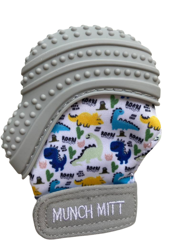 Munch Minis - Teething & Anti-scratch Mitts - Dino Roar