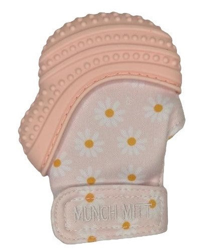 Munch Minis - Teething & Anti-scratch Mitts - Pink Daisies
