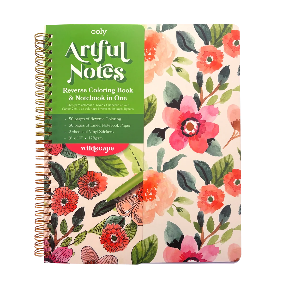 Artful Notes Reverse Coloring Notebook - Wildscape