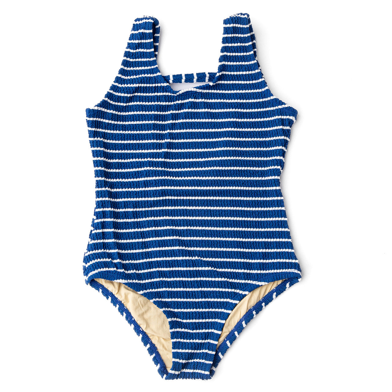 One Piece Swim Navy Stripe Girls Crinkle