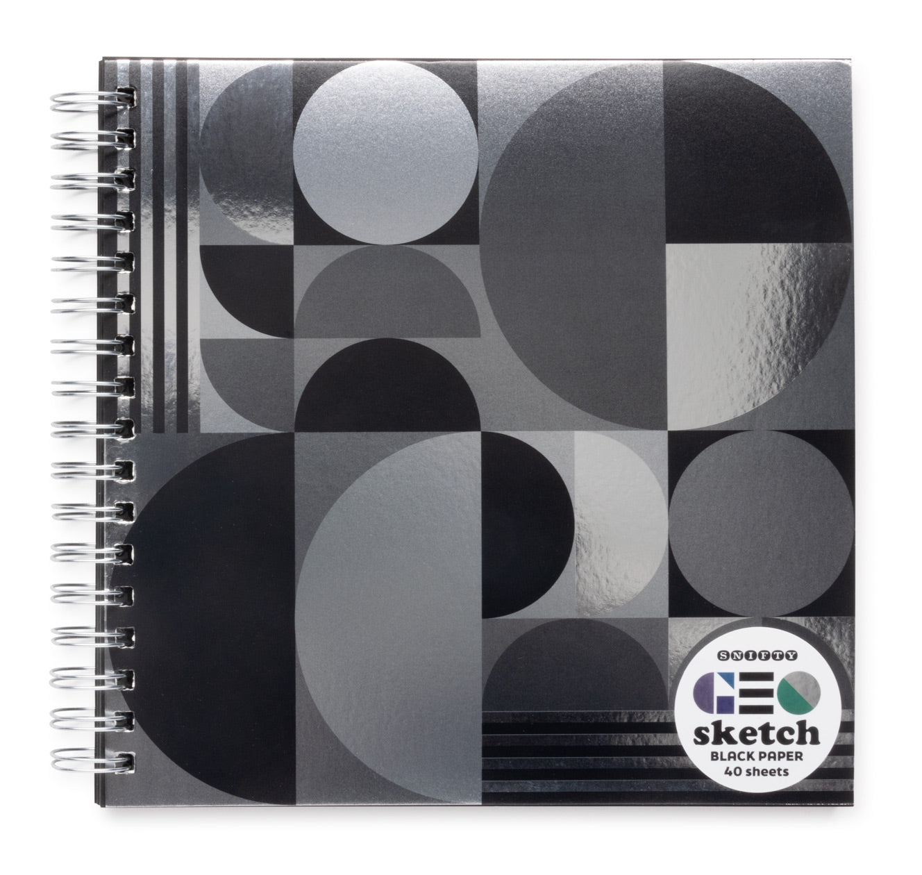 Geo Sketch Metallic Notebook with Black Paper