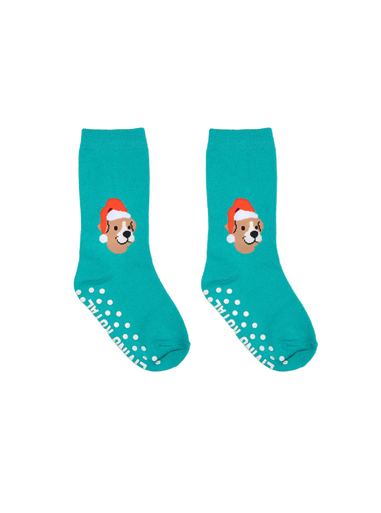 Santa Puppy 3D Kids Crew Sock