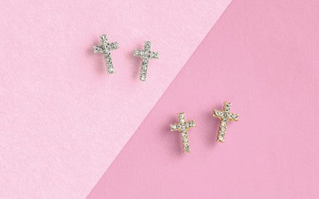 Silver Cross Stud Earrings