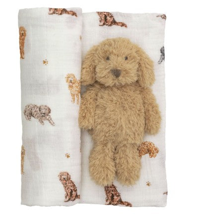 Doodle Swaddle & Rattle Set