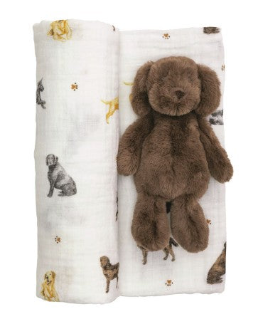 Lab Swaddle & Rattle Set