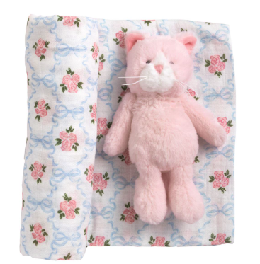 Cat Swaddle & Rattle Set