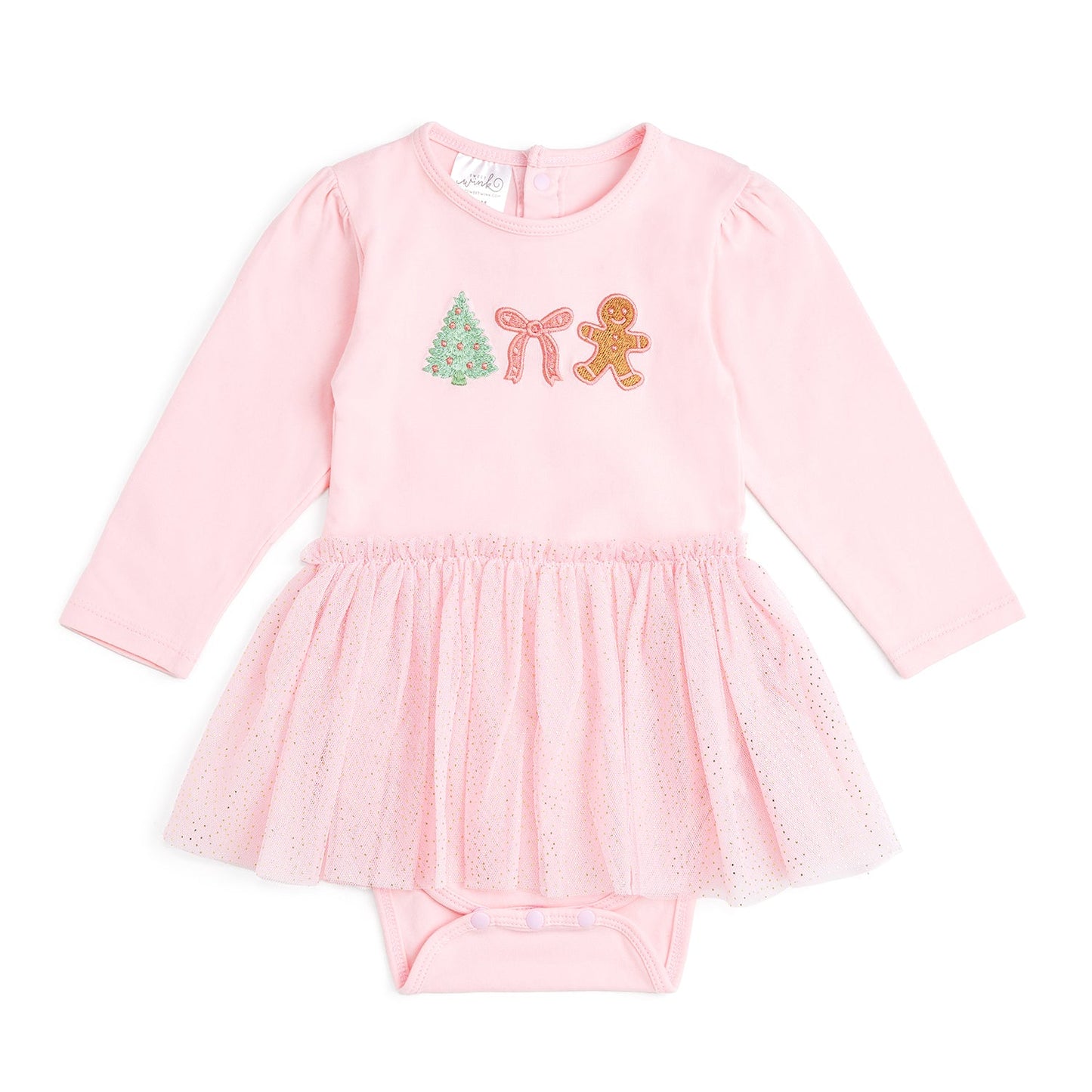 Gingerbread Embroidered LS Bodysuit