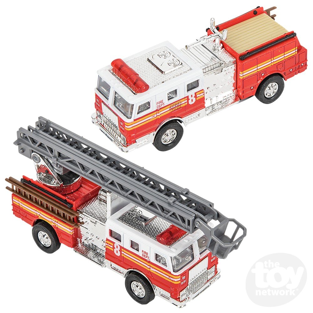 Diecast 5.5" Pull Back Fire Truck