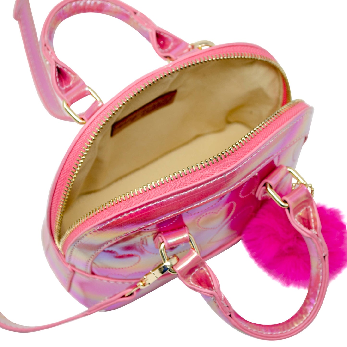 Shiny Dotted Heart Moon Handbag