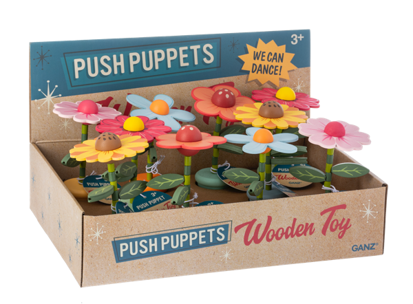 Wooden Flower Push Puppets