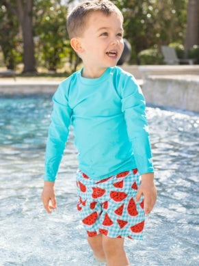 Baby Bright Aqua Long Sleeve Rash Guard