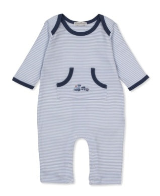 Toot Toot Blue Stripe Playsuit