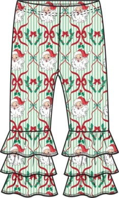 Green Stripe Dear Santa Flare Pants