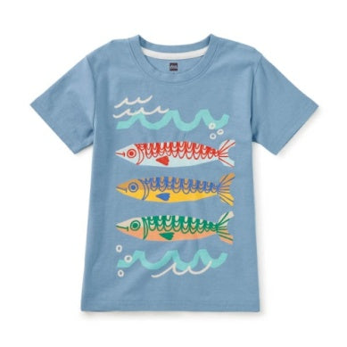 Sardines on Blue Tide Graphic Tee