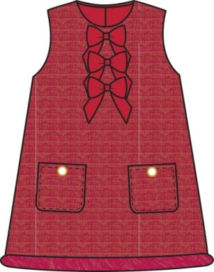 Tweed Sleeveless Pocket Bow Fur Trim Dress