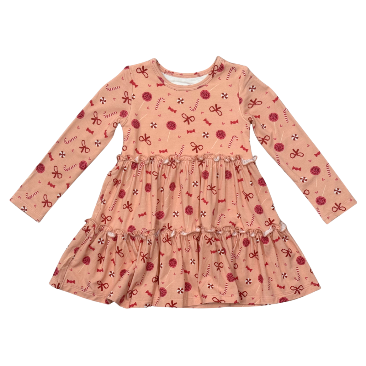 Candy Cane LS Double Tiered Dress