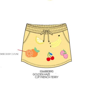 Chenille Embroidered Fruits Skort