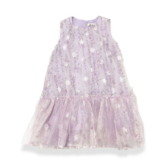 Floral Mesh Layer Sleeveless Dress