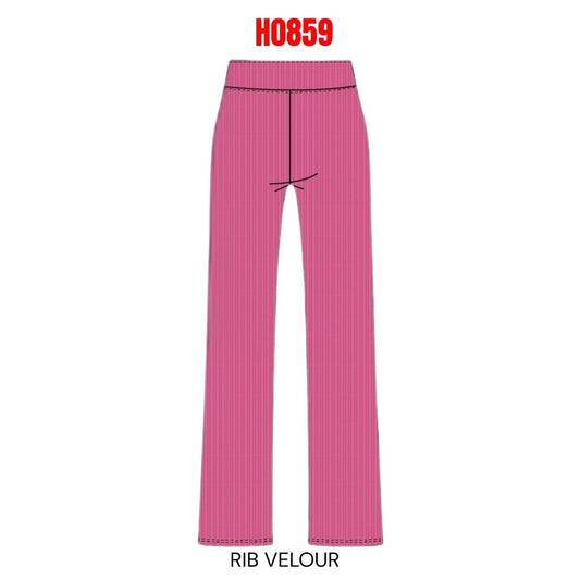 Carmine Rose Pink Rib Velour Pants