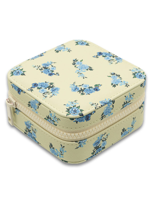 Blue Flowers on Yellow Jewelry Case