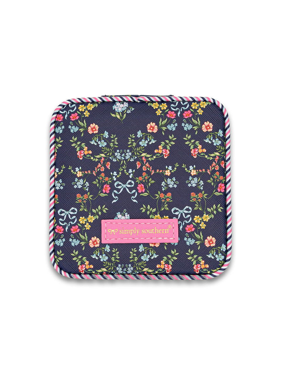 Colorful Flowers on Navy Jewelry Case